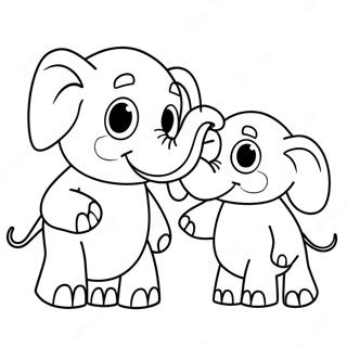 Fil Ve Domuzcuk Boyama Sayfaları