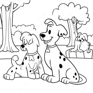 101 Dalmatiyali Parkta Oynuyor Boyama Sayfasi 45059-9856