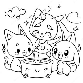 Kuromi Arkadaslariyla Oynuyor Boyama Sayfasi 4743-597