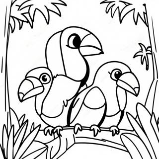 Yagmur Ormaninda Tukan Ailesi Boyama Sayfasi 47915-10488