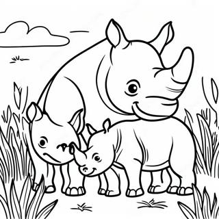 Cimenlikteki Rhino Ailesi Boyama Sayfasi 50456 11045