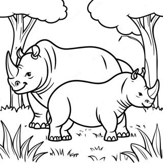 Cimenlikteki Rhino Ailesi Boyama Sayfasi 50456 11046