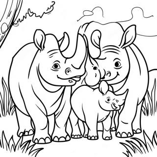 Cimenlikteki Rhino Ailesi Boyama Sayfasi 50456 11048