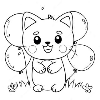 Chococat Balonlarla Boyama Sayfasi 51005-11162