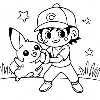 Ash Ketchum Pikachuyu Yakalamaya Calisiyor Boyama Sayfasi 53299-11651