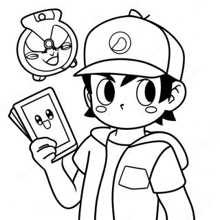 Ash Ketchum Pokedexi Ile Boyama Sayfasi 53301-11659
