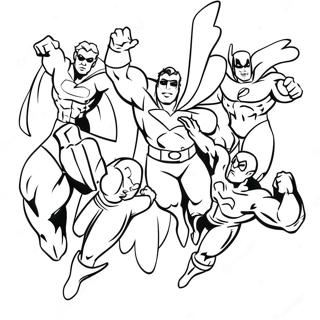 Aksiyon Halindeki Renkli Super Kahraman Takimi Boyama Sayfasi 5368-563