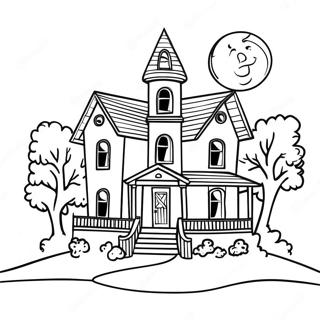 Dolunayli Perili Ev Boyama Sayfasi 55546-12165