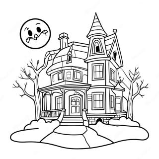 Dolunayli Perili Ev Boyama Sayfasi 55546-12167