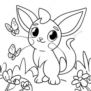 Espeon Kelebeklerle Oynuyor Boyama Sayfasi 55635 12186