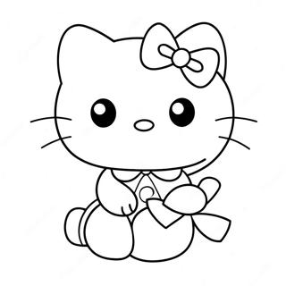 Sirin Kedi Hello Kitty Ile Kurdele Boyama Sayfasi 561-2680