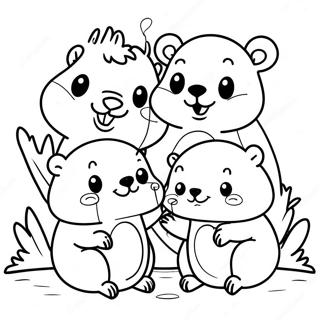 Sevimli Kunduz Ailesi Boyama Sayfasi 57849 12664