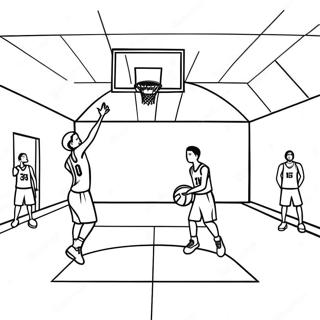 Basketbol Sahasi Ve Oyuncular Boyama Sayfasi 6176 2780