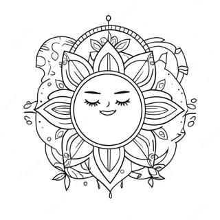 Boho Gunes Ve Ay Boyama Sayfasi 62701 13863