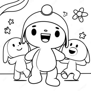 Pocoyo Arkadaslariyla Dans Ediyor Boyama Sayfasi 63345-14026