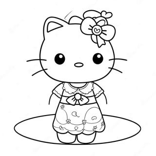 Merhaba Kedi Elbise Ile Boyama Sayfasi 68231-14935