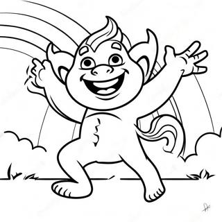 Mutlu Troll Gokkusaginin Altinda Dans Ediyor Boyama Sayfasi 7190 1264