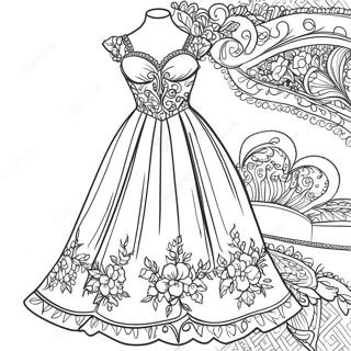 Sik Vintage Elbise Boyama Sayfasi 71934-15801