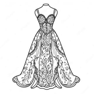 Sik Vintage Elbise Boyama Sayfasi 71934-15803