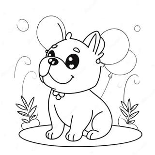 Balonlarla Sevimli Fransiz Bulldogu Boyama Sayfasi 72340 16121