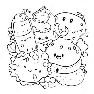 Tatli Kawaii Anime Yiyecek Karakterleri Boyama Sayfasi 72391 16161