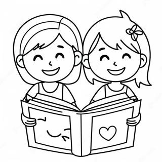 Mutlu Cocuklar Okurken Boyama Sayfasi 73189 16776