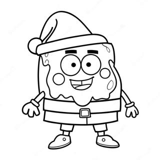 Spongebob Santa Sapkasiyla Boyama Sayfasi 73933-17349