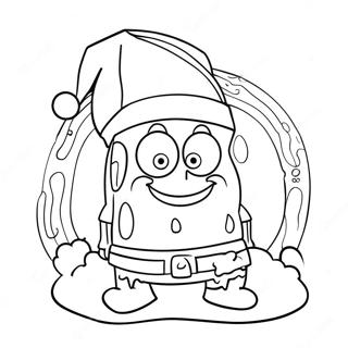 Spongebob Santa Sapkasiyla Boyama Sayfasi 73933-17350