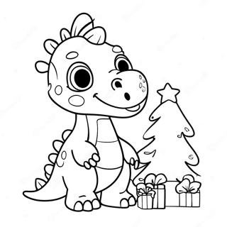 Sevimli Dinozorun Noel Agaci Suslemesi Boyama Sayfasi 74215-17569