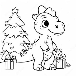 Sevimli Dinozorun Noel Agaci Suslemesi Boyama Sayfasi 74215-17570