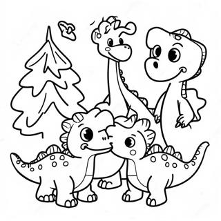 Noel Kutlayan Dinozor Ailesi Boyama Sayfasi 74218-17581