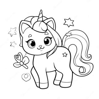 Büyülü Unicorn Kedi Boyama Sayfası Boyama Sayfaları
