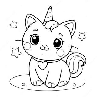 Parlaklarla Sevimli Unicorn Kedi Boyama Sayfası Boyama Sayfaları