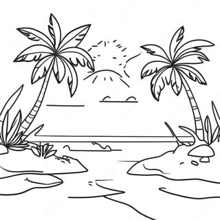 Gunesli Tropikal Ada Boyama Sayfasi 75038-18224