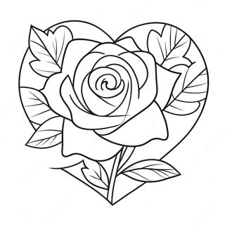 Sevimli Yaprakli Kalp Gulu Boyama Sayfasi 76628 19462