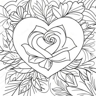 Sevimli Yaprakli Kalp Gulu Boyama Sayfasi 76628 19464