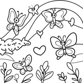 Gokkusagi Manzarasinda Neseli Kelebekler Boyama Sayfasi 77837-20377