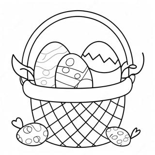 Renkli Paskalya Sepeti Ve Yumurtalar Boyama Sayfasi 78223-20672