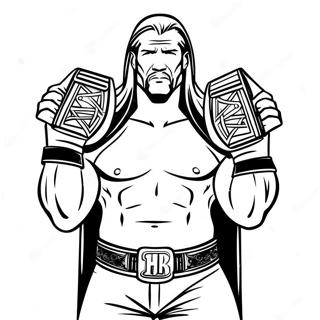 Dinamik Triple H Iki Kemeri Tutarken Boyama Sayfasi 78250-20697