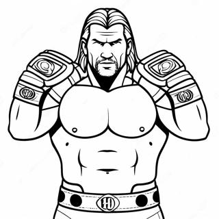 Dinamik Triple H Iki Kemeri Tutarken Boyama Sayfasi 78250-20698