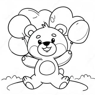 Balonlu Mutlu Kahverengi Ayi Boyama Sayfasi 79951-22004