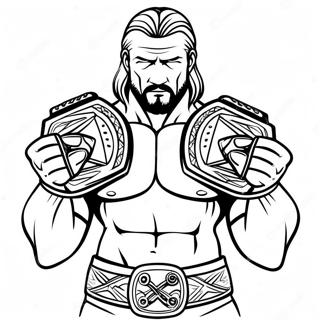 Iki Kemeri Tutan Triple H Boyama Sayfasi 80056 22087