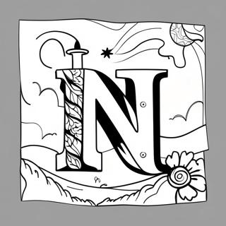 Gece Gokyuzu N Harfi Boyama Sayfasi 81264 23030