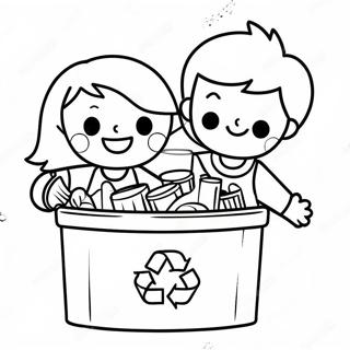 Mutlu Cocuklar Geri Donusum Boyama Sayfasi 81392 23126