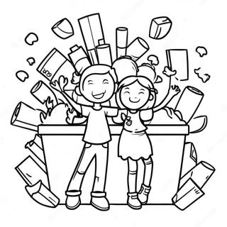 Mutlu Cocuklar Geri Donusum Boyama Sayfasi 81392 23127