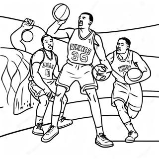 Heyecan Verici Nba Oyun Sahnesi Boyama Sayfasi 83040-24438