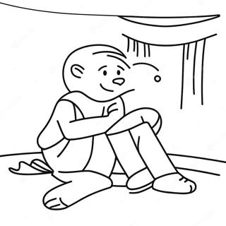 Dusunceli Yetiskin Oturan Boyama Sayfasi 83371-24697