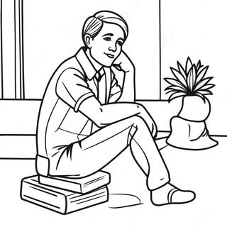 Dusunceli Yetiskin Oturan Boyama Sayfasi 83371-24700