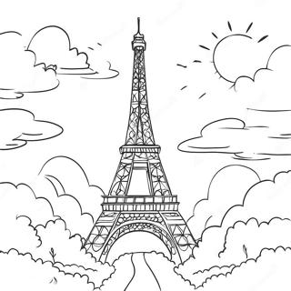 Gunes Batiminda Eyfel Kulesi Boyama Sayfasi 83779 25012