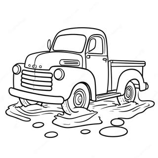 Camurlu Su Birikintilerinden Gecen Kucuk Mavi Kamyon Boyama Sayfasi 84445 25534